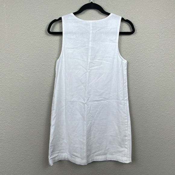 New Nobodys Child Piper Linen Blend V Neck Shift Dress Beachy White Sz 2 - Picture 6 of 11